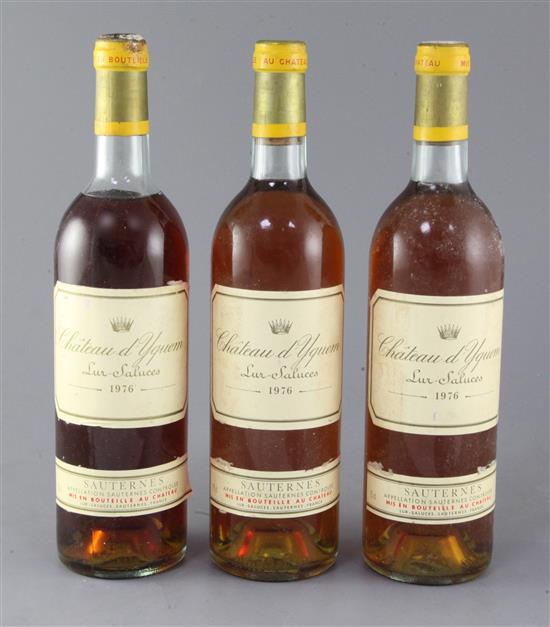 Three bottles of Chateau dYquem, 1976.